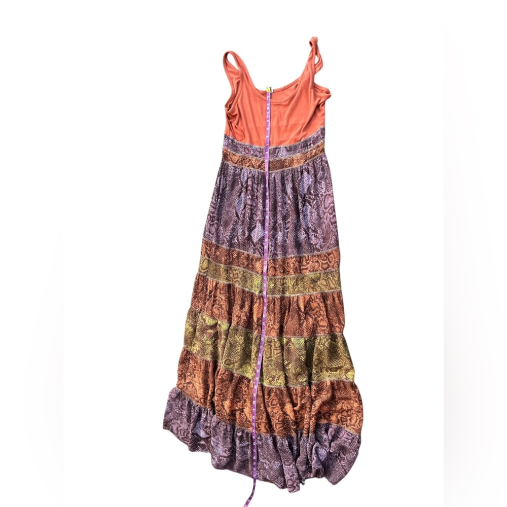 Anthropologie Colima Tiered Maxi Dress M Multicolor‎ Snake Print Boho - Picture 6 of 15